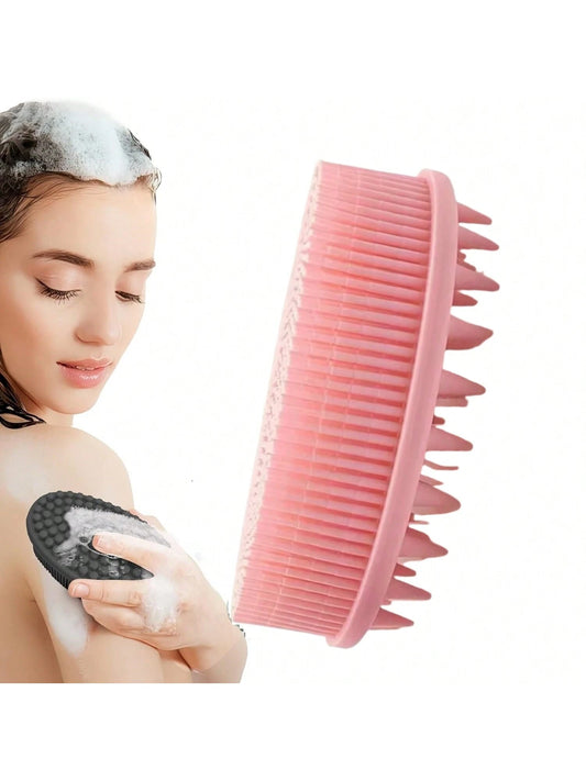 1pc Silicone Cleaning Brush, Suitable For Shower, Shampoo, Bath, Double-Sided Scrubbing Brush, Massage Bath Brush, Bathroom Cleaning Tool