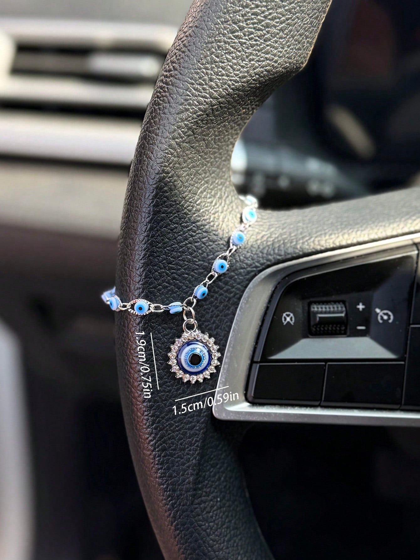 1pc Silver Devil's Eye Steering Wheel Decor, Personalized Steering Wheel Accessory, Car Interior Decoration