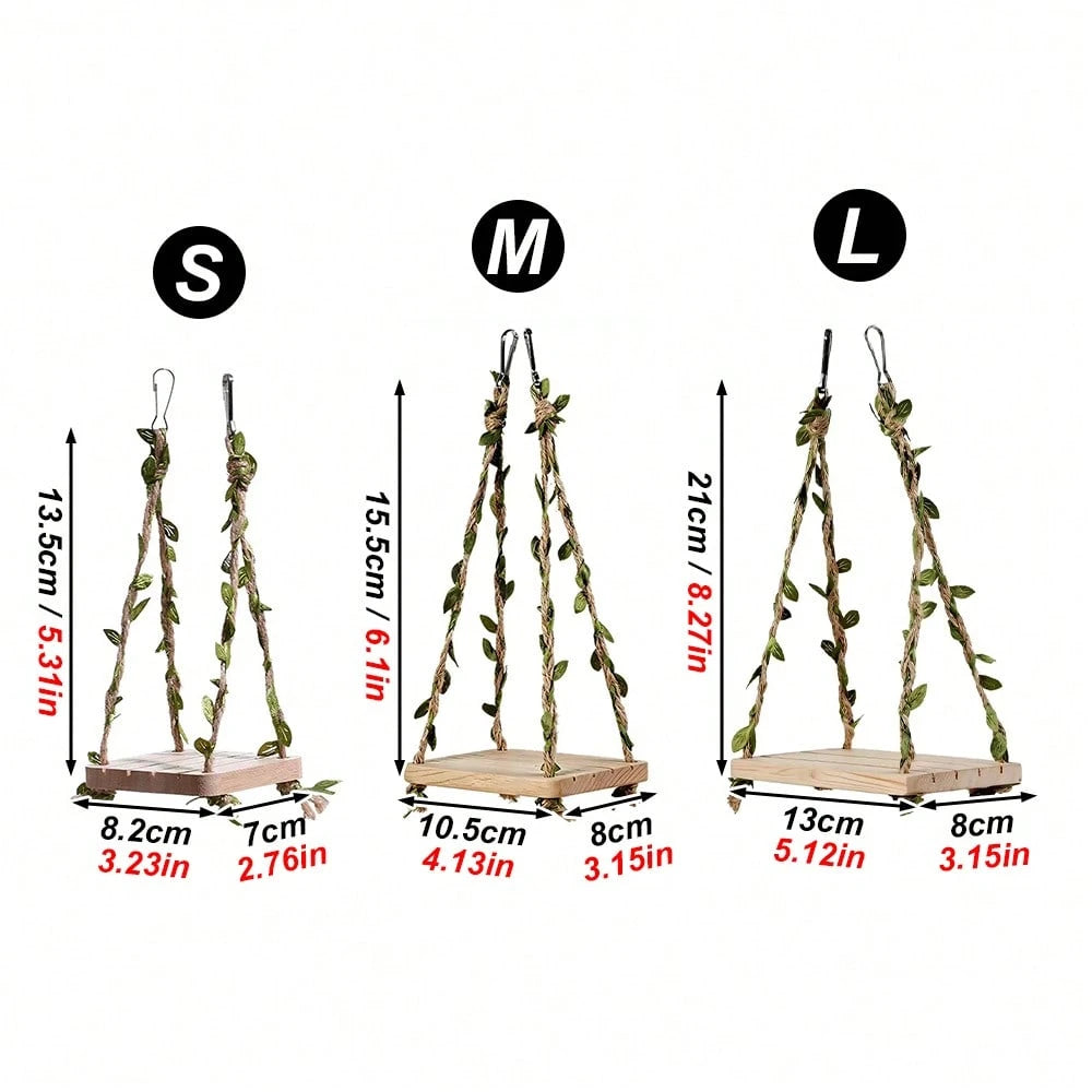 1pc Simulated Vine Hammock Wooden Parrot Swing Chewable Bird Toy, Fun Bird Perch, Suitable For Hamsters, Budgies And Lovebirds, Bird Cage Accessories And Cage Decor, Small Pet Hammock Toy