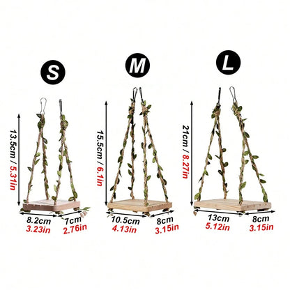 1pc Simulated Vine Hammock Wooden Parrot Swing Chewable Bird Toy, Fun Bird Perch, Suitable For Hamsters, Budgies And Lovebirds, Bird Cage Accessories And Cage Decor, Small Pet Hammock Toy