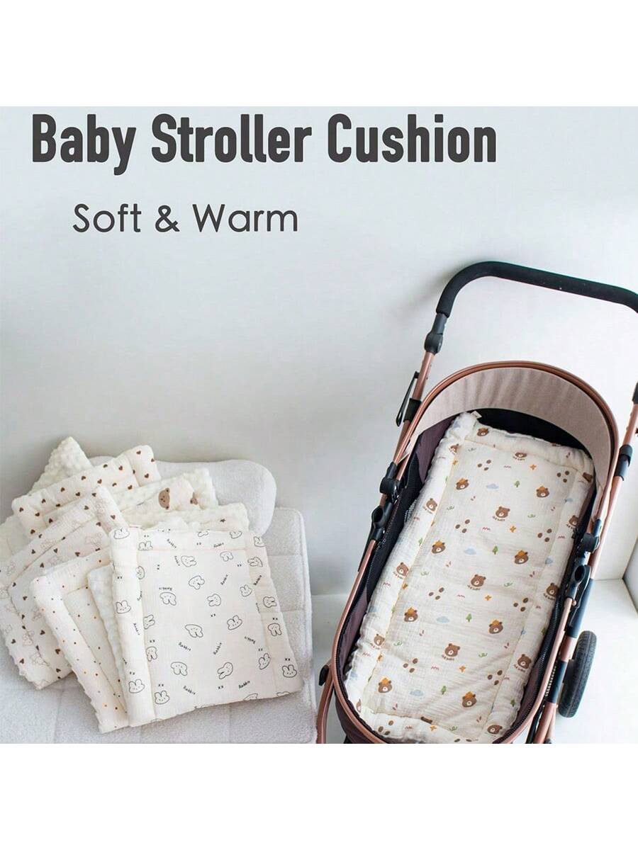1pc Soft & Comfortable Boucle Stroller Blanket, Thickened Non-Slip Stroller Pad, Suitable For Crib & Bassinet, Reversible
