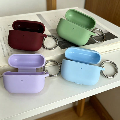 1pc Solid Color Silicone Earphone Case Compatible With Air Pods, Silicone One-Piece Solid Color Protective Cover