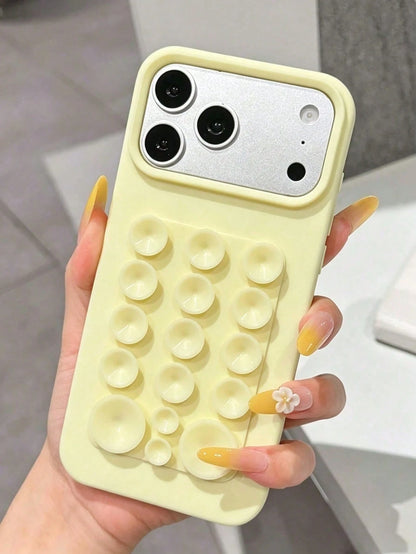 1pc Solid Color Suction Cup Anti-Fall Phone Protective Case, TPU Material, Can Be Given As A Holiday Gift, Compatible With Apple Phone 11 12 13 14 15 16pro/Promax/14 15 16plus/17