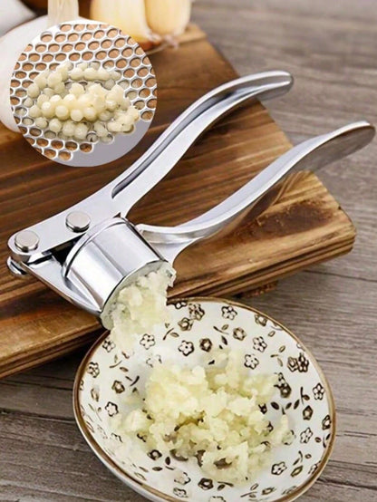 1pc Stainless Steel Manual Garlic Press, Multi-Function Kitchen Garlic Press, Kitchen Accessory. Also Can Be Used As A Nut Cracker And Multi-Function Ginger Grater. Equipped With Easy-To-Press Handle