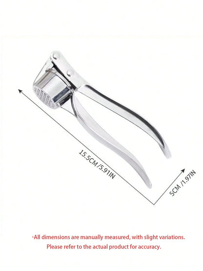 1pc Stainless Steel Manual Garlic Press, Multi-Function Kitchen Garlic Press, Kitchen Accessory. Also Can Be Used As A Nut Cracker And Multi-Function Ginger Grater. Equipped With Easy-To-Press Handle