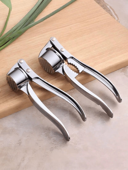 1pc Stainless Steel Manual Garlic Press, Multi-Function Kitchen Garlic Press, Kitchen Accessory. Also Can Be Used As A Nut Cracker And Multi-Function Ginger Grater. Equipped With Easy-To-Press Handle