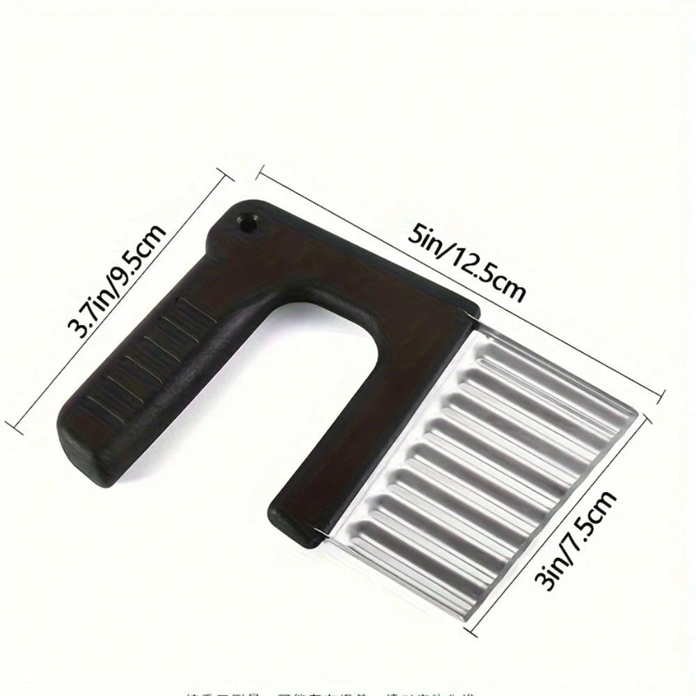 1pc Stainless Steel Manual Wavy Blade Potato Slicer- Ergonomic Handle, Suitable For Making Uniform Curly Fries, Hash Browns And Creative Vegetable Slices- Durable Kitchen Tool Essential For Home Coo