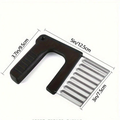 1pc Stainless Steel Manual Wavy Blade Potato Slicer- Ergonomic Handle, Suitable For Making Uniform Curly Fries, Hash Browns And Creative Vegetable Slices- Durable Kitchen Tool Essential For Home Coo