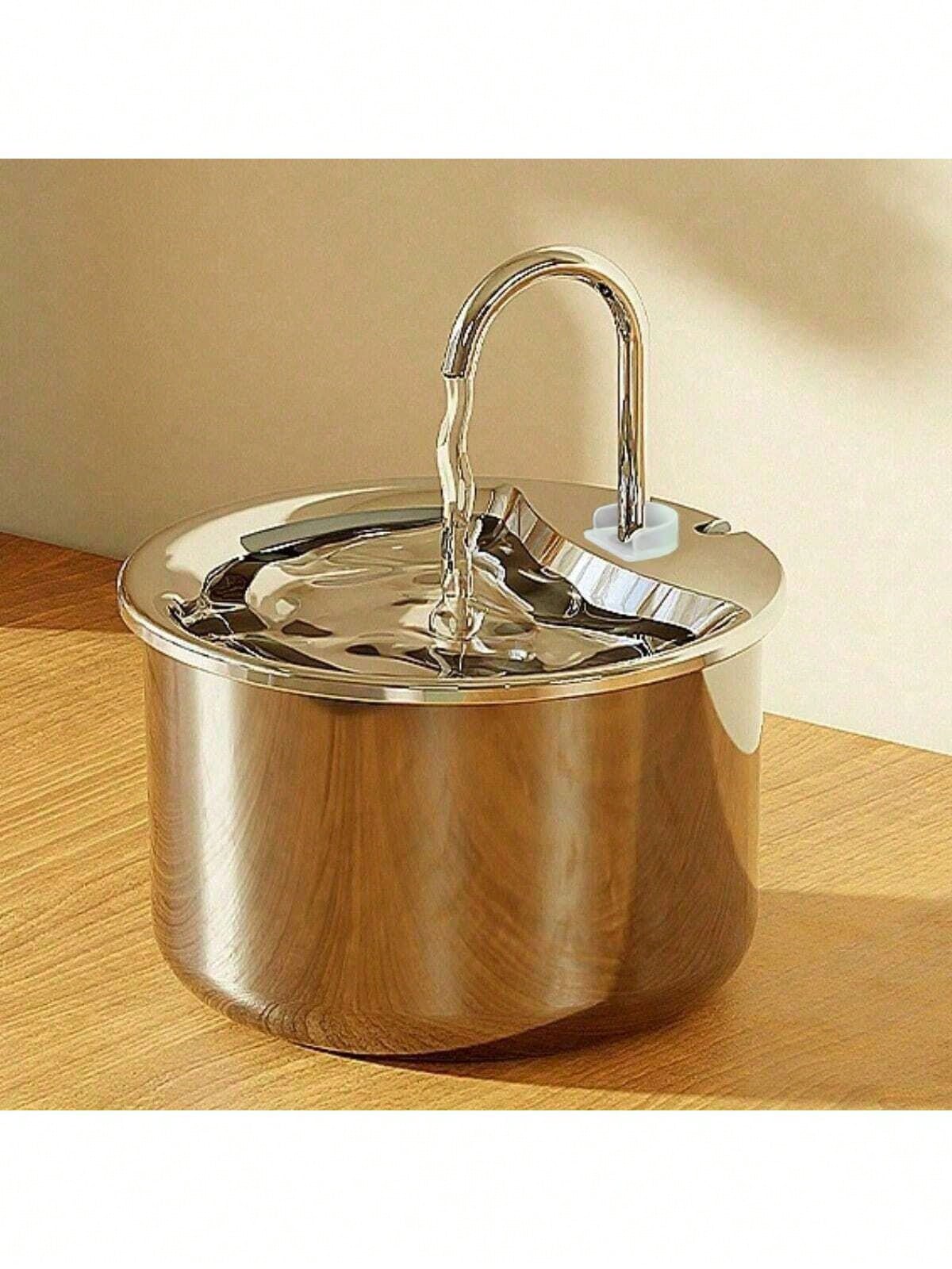 1pc Stainless Steel Pet Water Dispenser, USB Powered Automatic Cat/Dog Water Feeder With Splash-Proof Tray, Quiet Operation, Increases Water Intake- No Battery Required, Indoor Pet Accessory| Stylis
