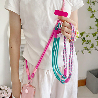 1pc Star Pendant Detachable Crossbody Phone Lanyard, Wrist Strap, Keychain, Colorful Anti-Drop Cord With Clasp, Suitable For Phone Case And Keys