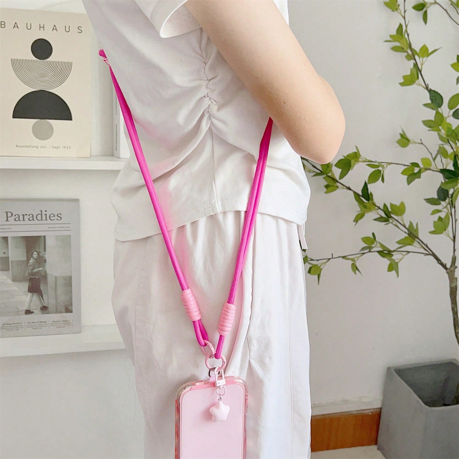 1pc Star Pendant Detachable Crossbody Phone Lanyard, Wrist Strap, Keychain, Colorful Anti-Drop Cord With Clasp, Suitable For Phone Case And Keys