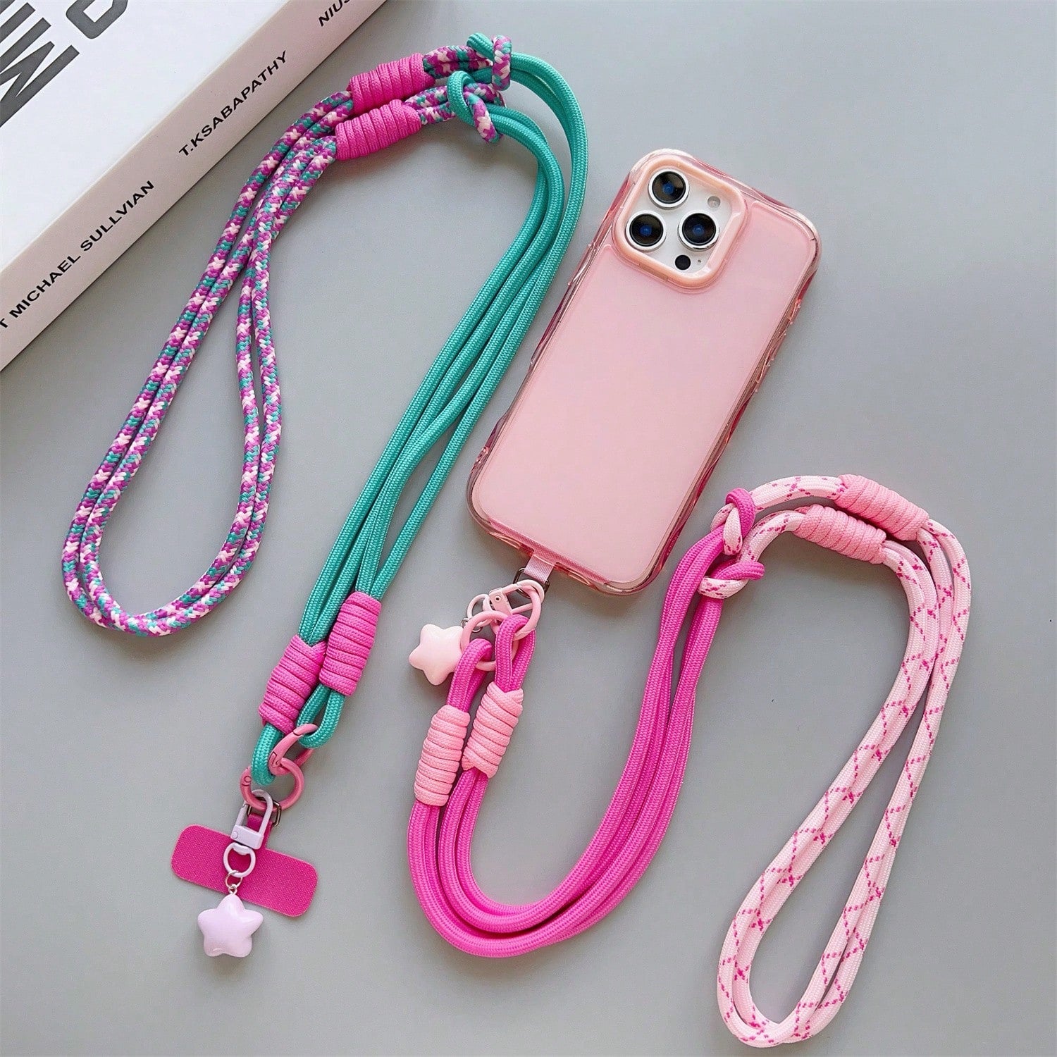1pc Star Pendant Detachable Crossbody Phone Lanyard, Wrist Strap, Keychain, Colorful Anti-Drop Cord With Clasp, Suitable For Phone Case And Keys