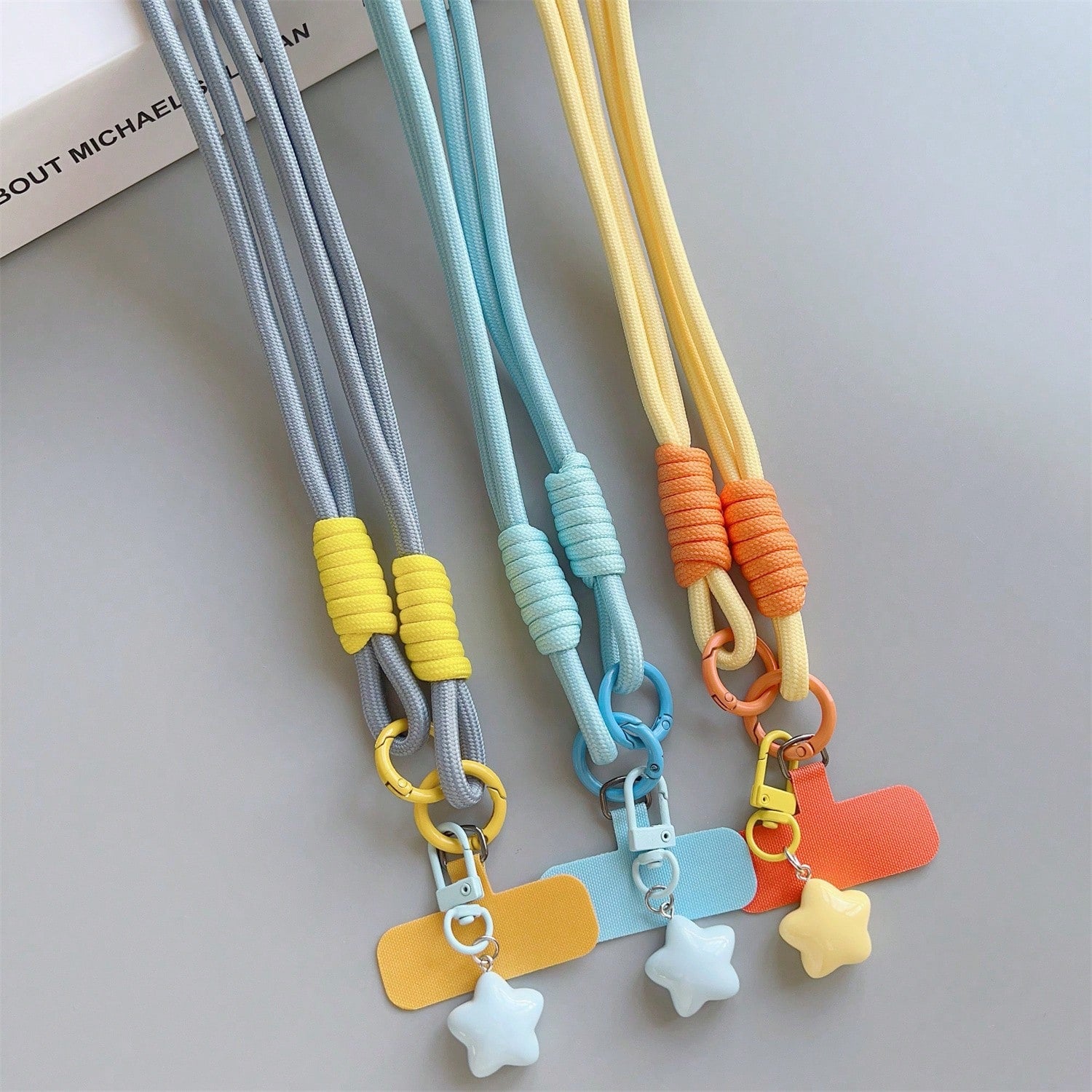 1pc Star Pendant Detachable Crossbody Phone Lanyard, Wrist Strap, Keychain, Colorful Anti-Drop Cord With Clasp, Suitable For Phone Case And Keys
