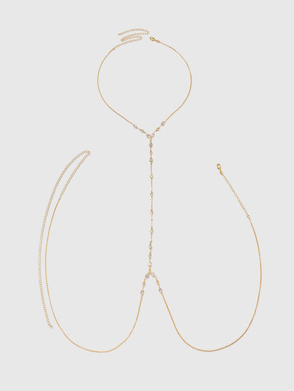 1pc Summer Beach Vacation Sexy Chest Chain, European And American Fashion Bikini Crystal Body Chain
