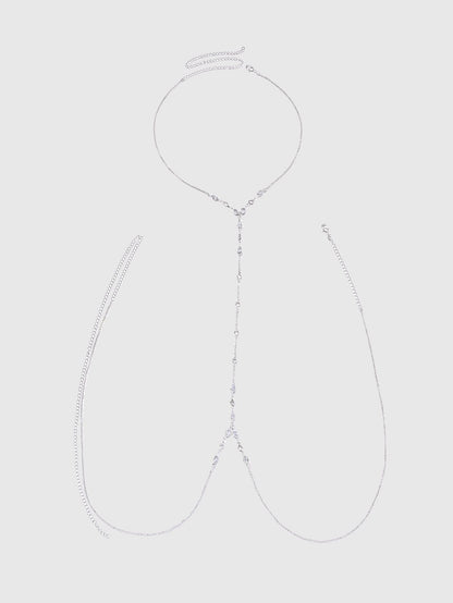 1pc Summer Beach Vacation Sexy Chest Chain, European And American Fashion Bikini Crystal Body Chain