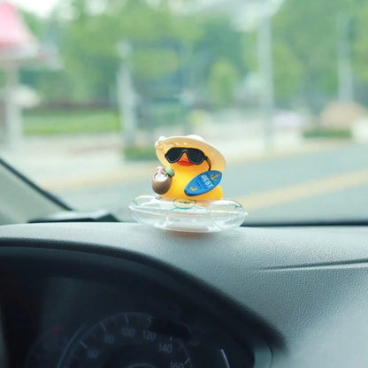1pc Summer Duck Car Decor- Tropical Beach Dashboard Statue Featuring Coconut And Green Buoy Accents, Unisex Anti-Slip Car Accessory, Fun Gift For Friends (Includes Sticky Pad)