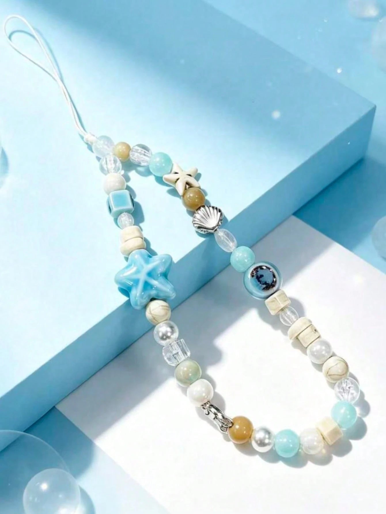 1pc Summer Sea Breeze Blue Phone Chain- Fresh Cute CCD Hook- DIY Pendant-Camera Anti-Drop Strap- Blue Style