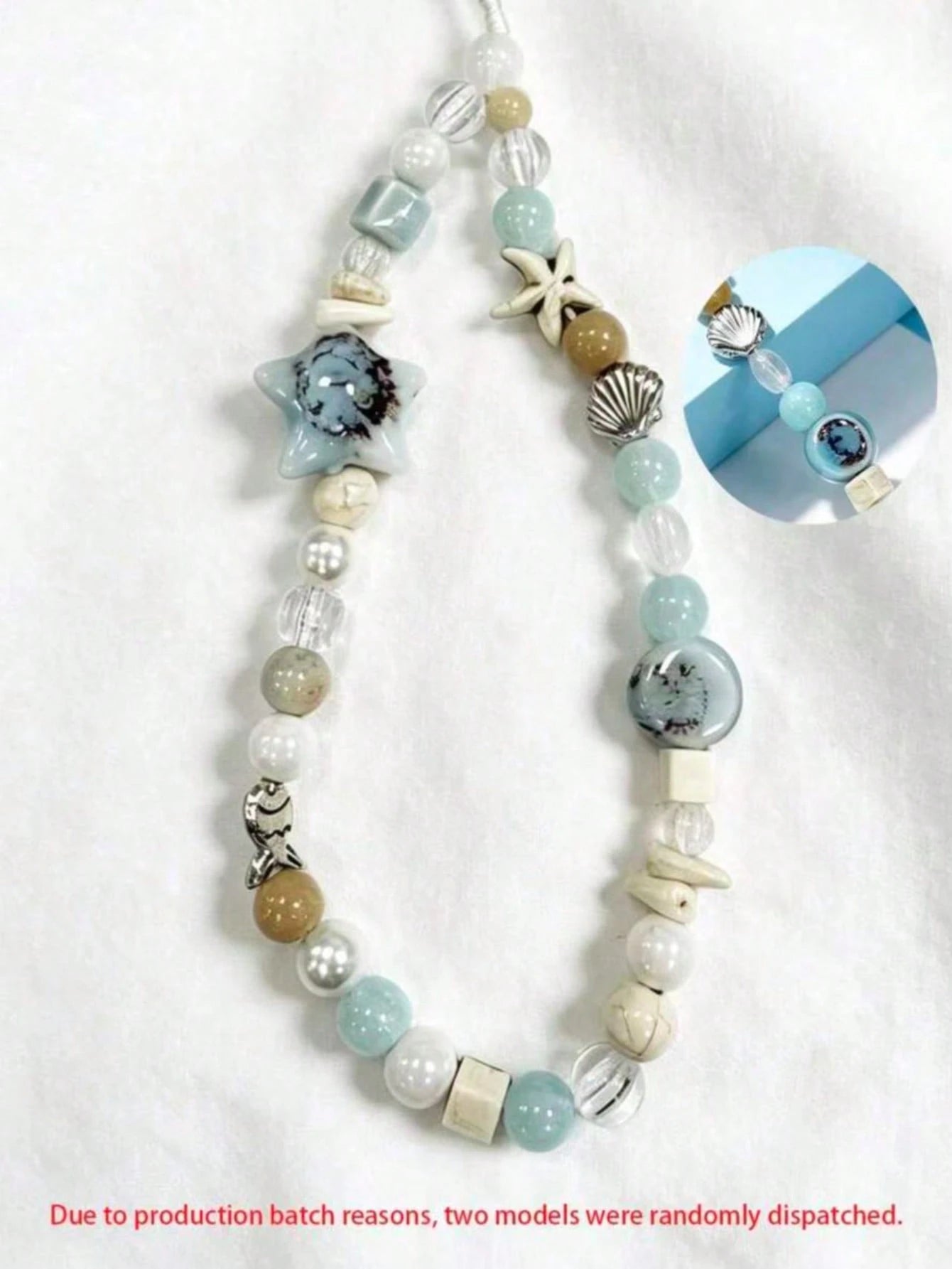 1pc Summer Sea Breeze Blue Phone Chain- Fresh Cute CCD Hook- DIY Pendant-Camera Anti-Drop Strap- Blue Style