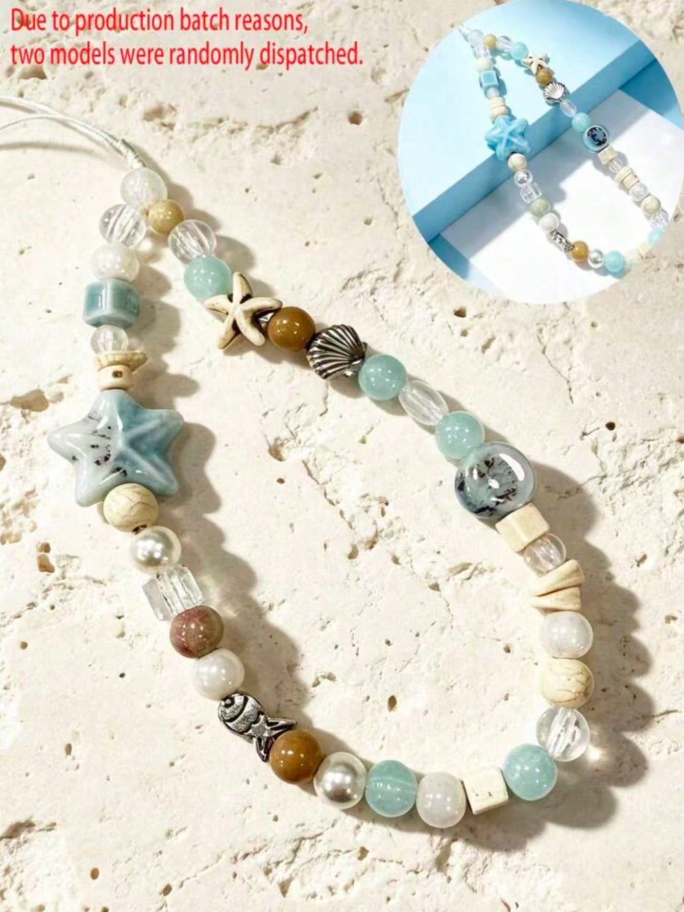 1pc Summer Sea Breeze Blue Phone Chain- Fresh Cute CCD Hook- DIY Pendant-Camera Anti-Drop Strap- Blue Style