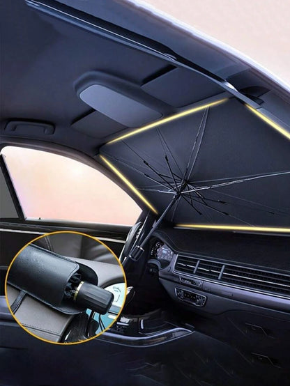 1pc Sun Protection Car Umbrella For Summer Foldable Reflective Sunshade Umbrella For Car Windshield, Queen-Size UV Protector Sun Blind Umbrella Suitable For All Sizes Of Car Windshields Thick Titanium