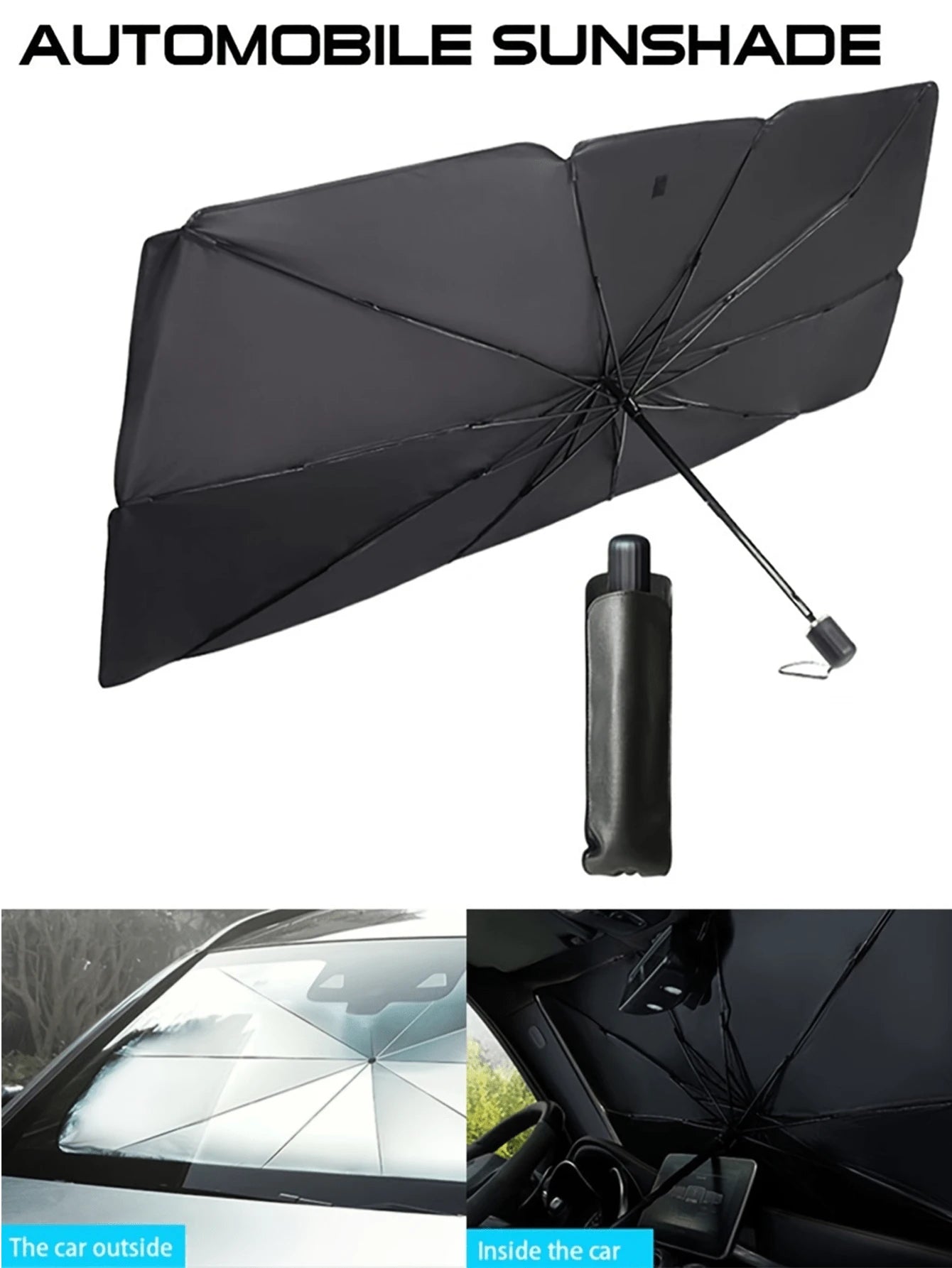 1pc Sun Protection Car Umbrella For Summer Foldable Reflective Sunshade Umbrella For Car Windshield, Queen-Size UV Protector Sun Blind Umbrella Suitable For All Sizes Of Car Windshields Thick Titanium