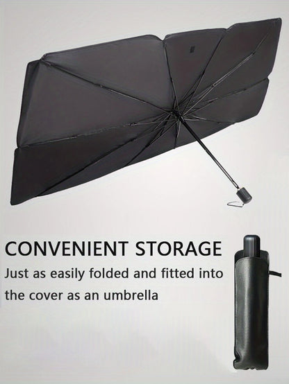 1pc Sun Protection Car Umbrella For Summer Foldable Reflective Sunshade Umbrella For Car Windshield, Queen-Size UV Protector Sun Blind Umbrella Suitable For All Sizes Of Car Windshields Thick Titanium
