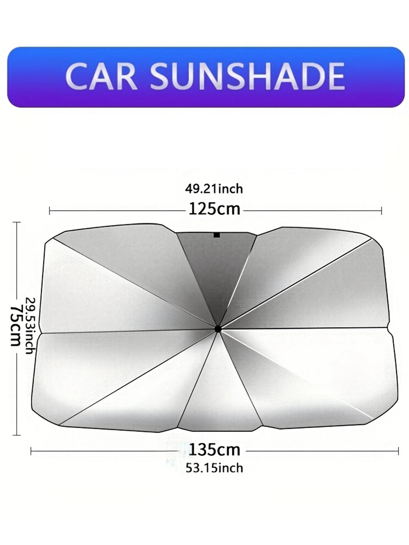 1pc Sun Protection Car Umbrella For Summer Foldable Reflective Sunshade Umbrella For Car Windshield, Queen-Size UV Protector Sun Blind Umbrella Suitable For All Sizes Of Car Windshields Thick Titanium