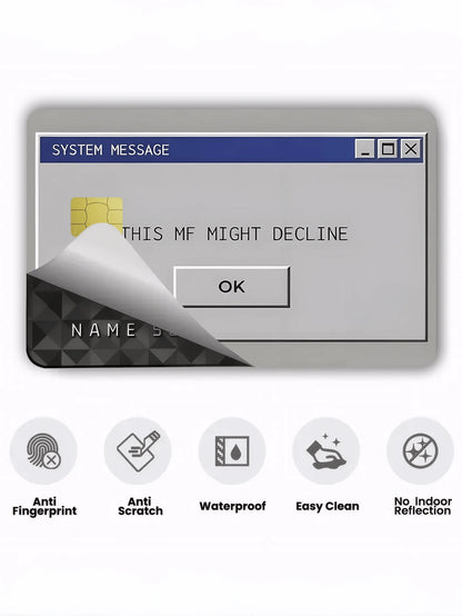 1pc System Pop-Up Official Credit Card Sticker Privacy Protection Card Skin, Funny Holiday Gift PVC Material Anti-Fingerprint Anti-Scratch Wear-Resistant Card Sleeve, Suitable For Couples, Small Chip