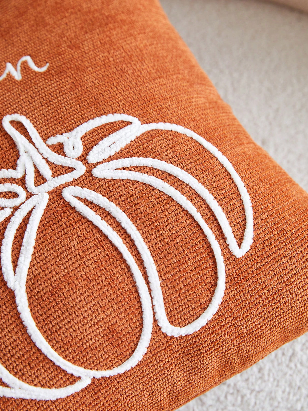 1pc Thanksgiving Orange Pumpkin Embroidered Pillow Case, Thanksgiving Hello Pumpkin Pillow Cover, Suitable For Indoor Decoration, Thanksgiving Decor, All-Season Pillow Case, Without Insert