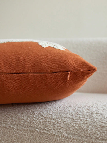 1pc Thanksgiving Orange Pumpkin Embroidered Pillow Case, Suitable For Indoor Decor, Thanksgiving Decoration, All Season Pillow Case, Without Insert