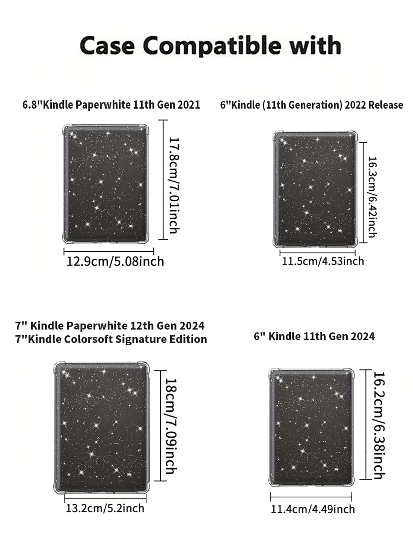 1pc Transparent Glitter Protective Case, Compatible With 6.8" Kindle Paperwhite (11th Gen, 2021)/ 6" Kindle (11th Gen, 2022)/ Kindle (11th Gen, 2024 Release) (6")/ Kindle 10th Gen (2018), Shockproo