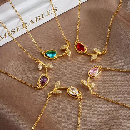 1pc Tulip Flower Necklace For Women, Niche Design, Versatile, Premium Titanium Steel Accessory