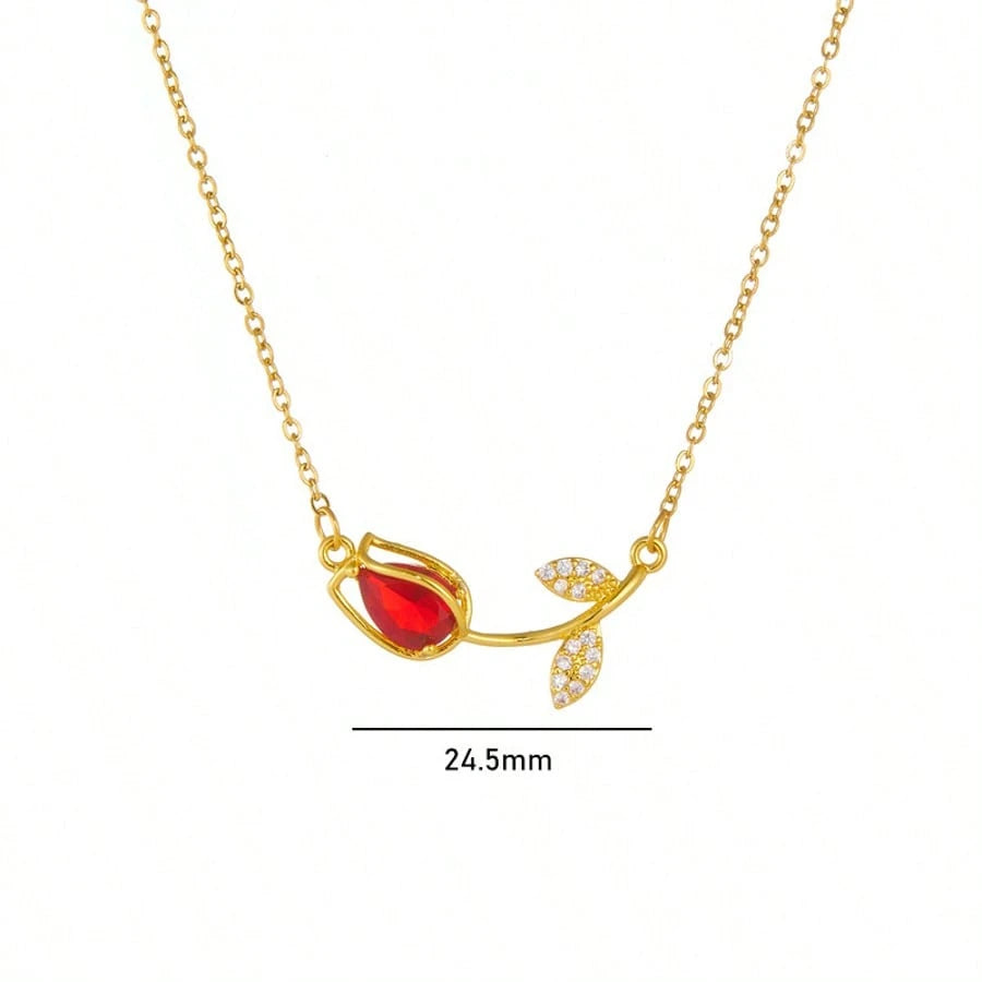 1pc Tulip Flower Necklace For Women, Niche Design, Versatile, Premium Titanium Steel Accessory