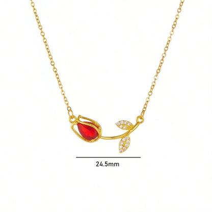 1pc Tulip Flower Necklace For Women, Niche Design, Versatile, Premium Titanium Steel Accessory