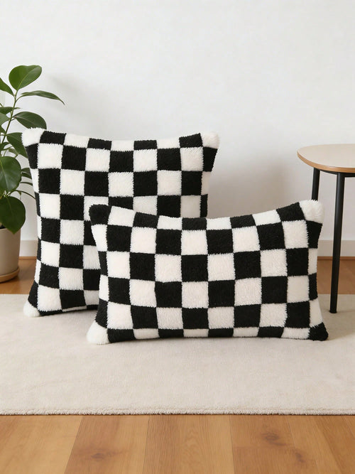 1pc Two Tone Cushion Cover Without Filler, Simple Throw Pillow Case, For Sofa, Living Room