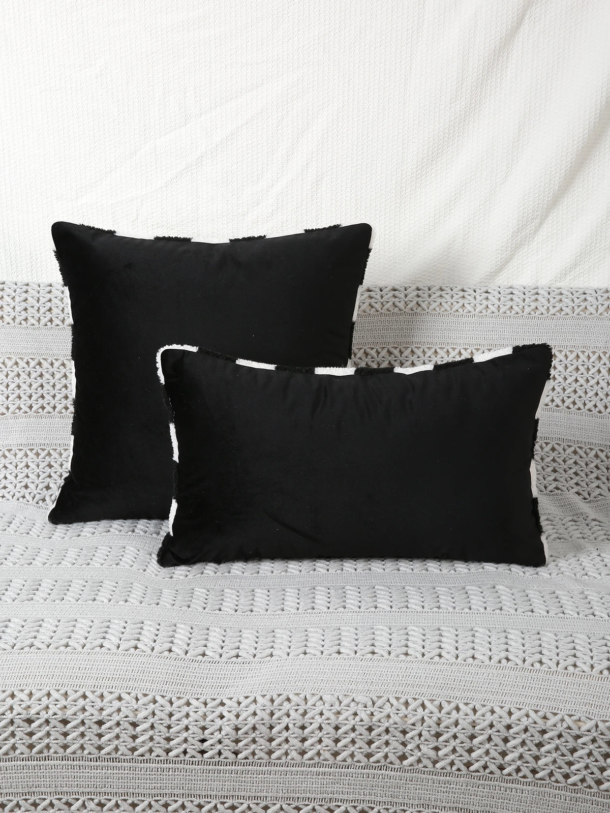 1pc Two Tone Cushion Cover Without Filler, Simple Throw Pillow Case, For Sofa, Living Room
