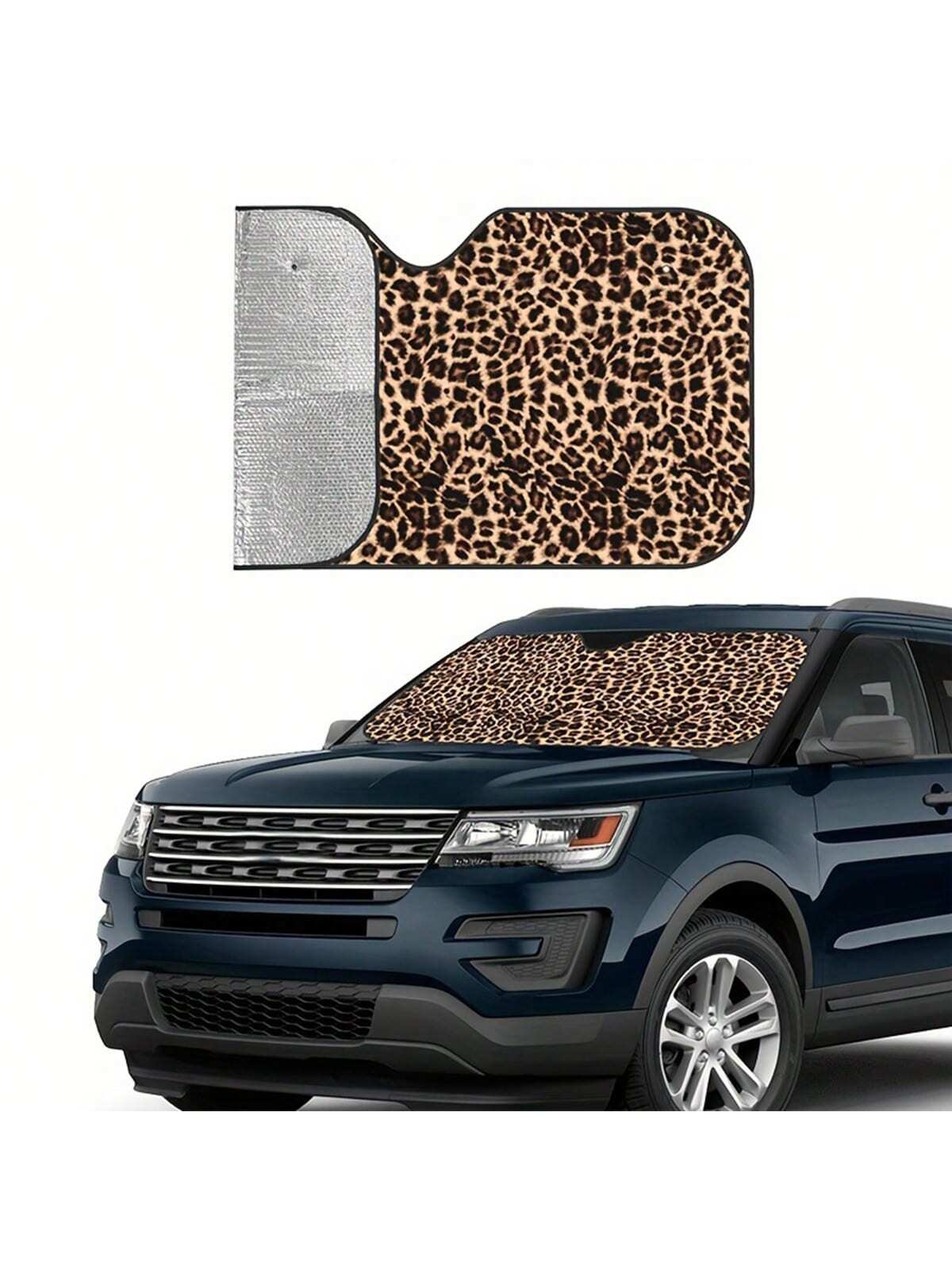 1pc Unique Leopard Pattern Printed Car Windshield Sunshade, Vehicle Sun Protection Shield UV Reflector To Keep Car Cool