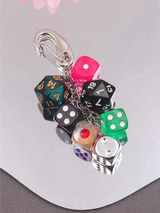1pc Unisex Handmade Dice Keychain Unique Subculture Y2K Accessory Contrast Color Bag Charm Car Accessories For Woman Gifts For Women Gifts For Men