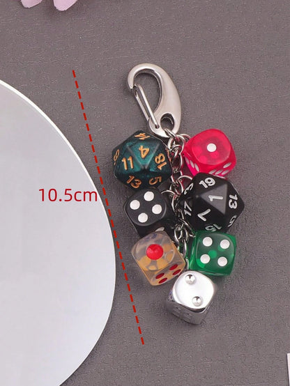 1pc Unisex Handmade Dice Keychain Unique Subculture Y2K Accessory Contrast Color Bag Charm Car Accessories For Woman Gifts For Women Gifts For Men