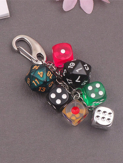 1pc Unisex Handmade Dice Keychain Unique Subculture Y2K Accessory Contrast Color Bag Charm Car Accessories For Woman Gifts For Women Gifts For Men