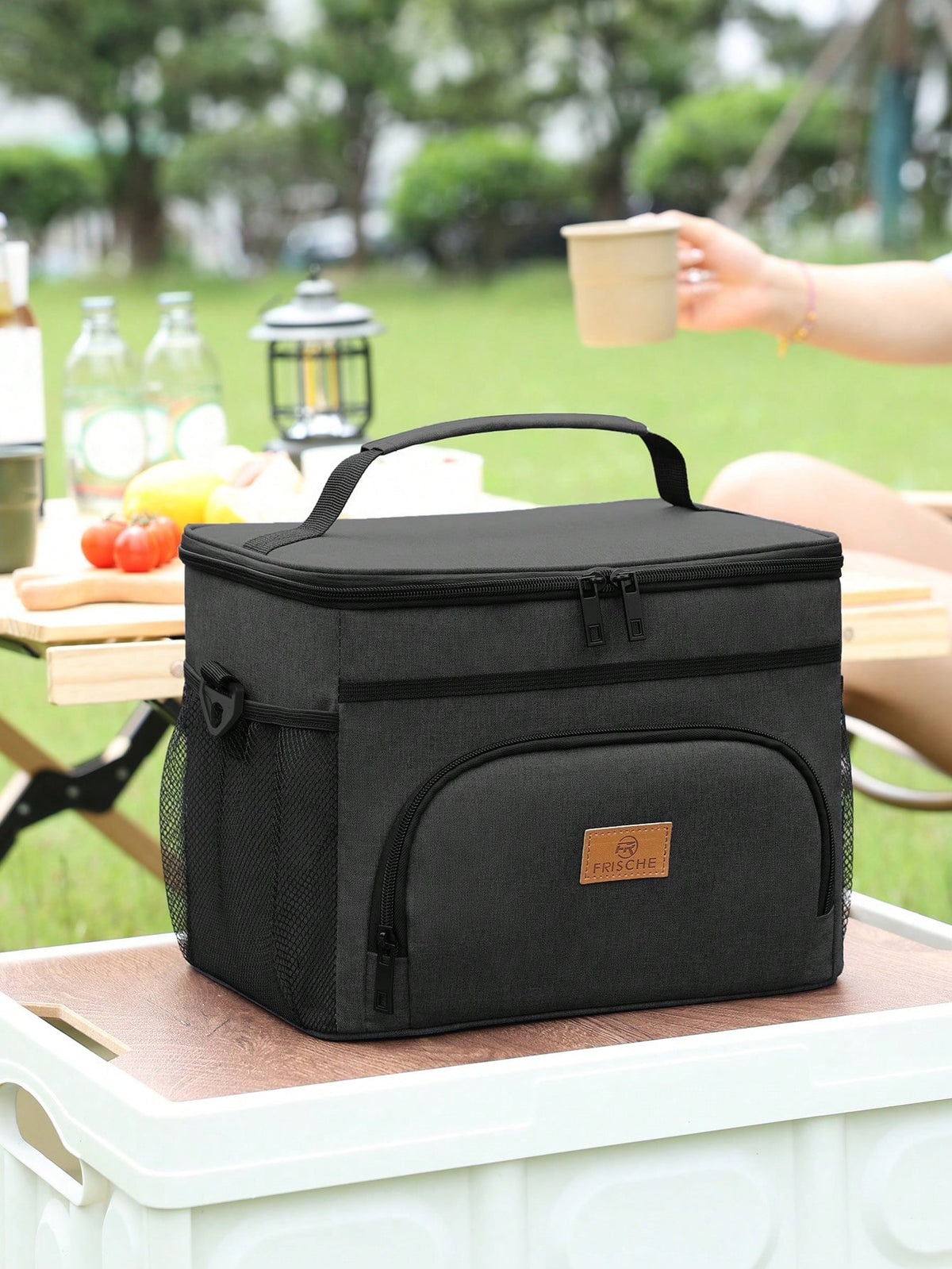 1pc Unisex Portable Lunch Bag, Reusable Lunch Box, Insulated Bag, Picnic Bag, Leak-Proof Freezer Tote Storage Bag With Adjustable Shoulder Strap, Back To School Student Supplies, School Essentials, Co