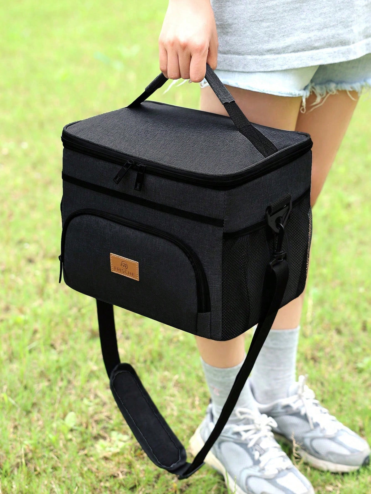 1pc Unisex Portable Lunch Bag, Reusable Lunch Box, Insulated Bag, Picnic Bag, Leak-Proof Freezer Tote Storage Bag With Adjustable Shoulder Strap, Back To School Student Supplies, School Essentials, Co