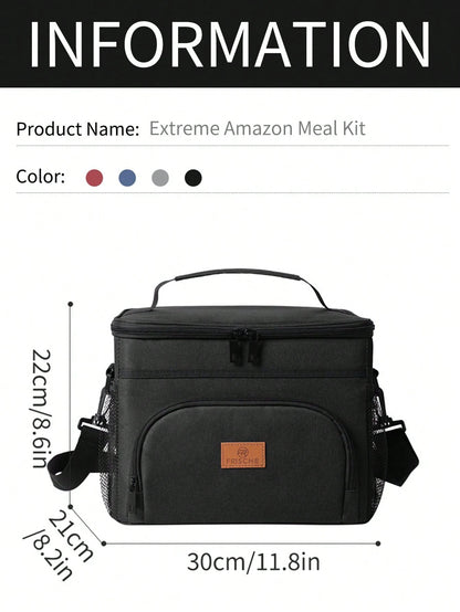 1pc Unisex Portable Lunch Bag, Reusable Lunch Box, Insulated Bag, Picnic Bag, Leak-Proof Freezer Tote Storage Bag With Adjustable Shoulder Strap, Back To School Student Supplies, School Essentials, Co