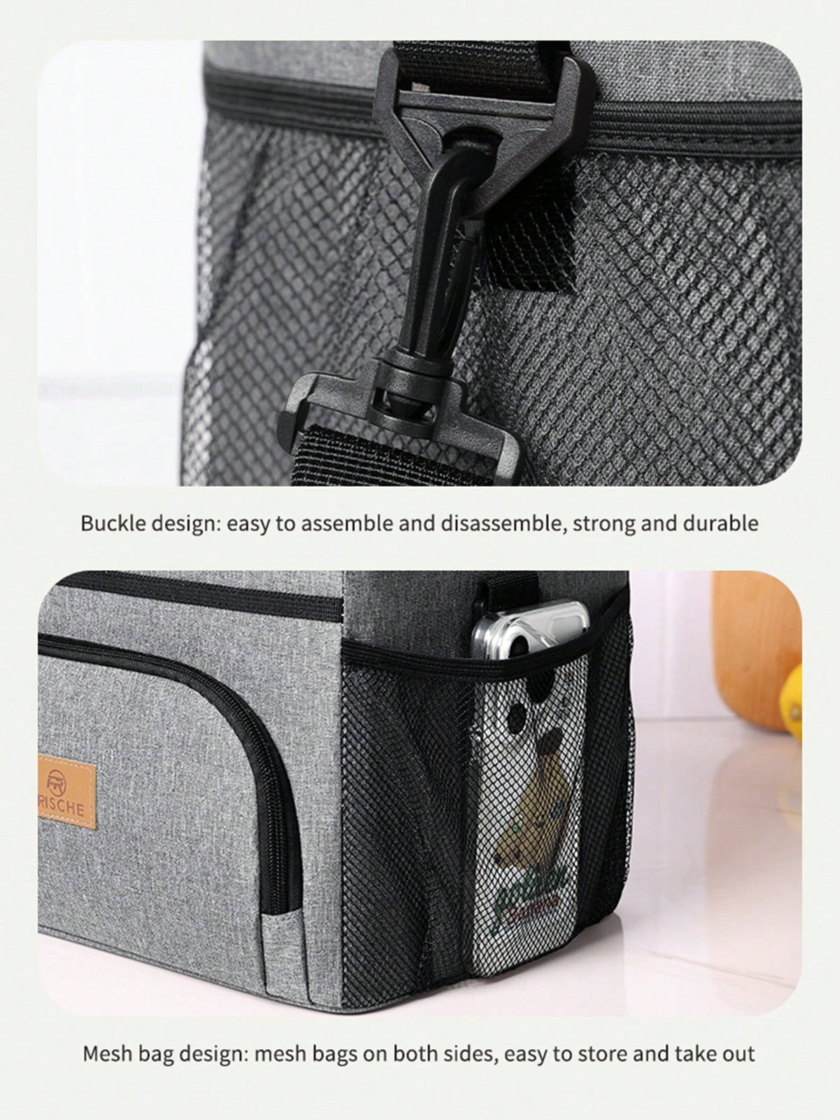 1pc Unisex Portable Lunch Bag, Reusable Lunch Box, Insulated Bag, Picnic Bag, Leak-Proof Freezer Tote Storage Bag With Adjustable Shoulder Strap, Back To School Student Supplies, School Essentials, Co