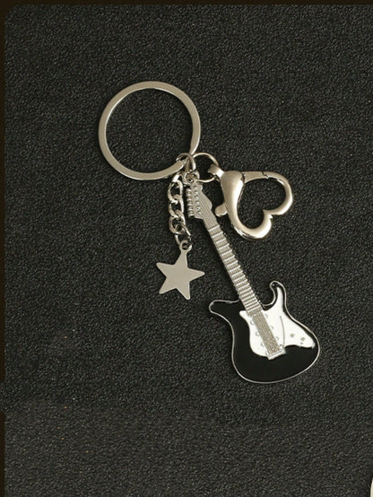 1pc Unisex Y2K Guitar Pentagram Keychain, Vintage Hipster Sweet Cool Bag/Car Pendant