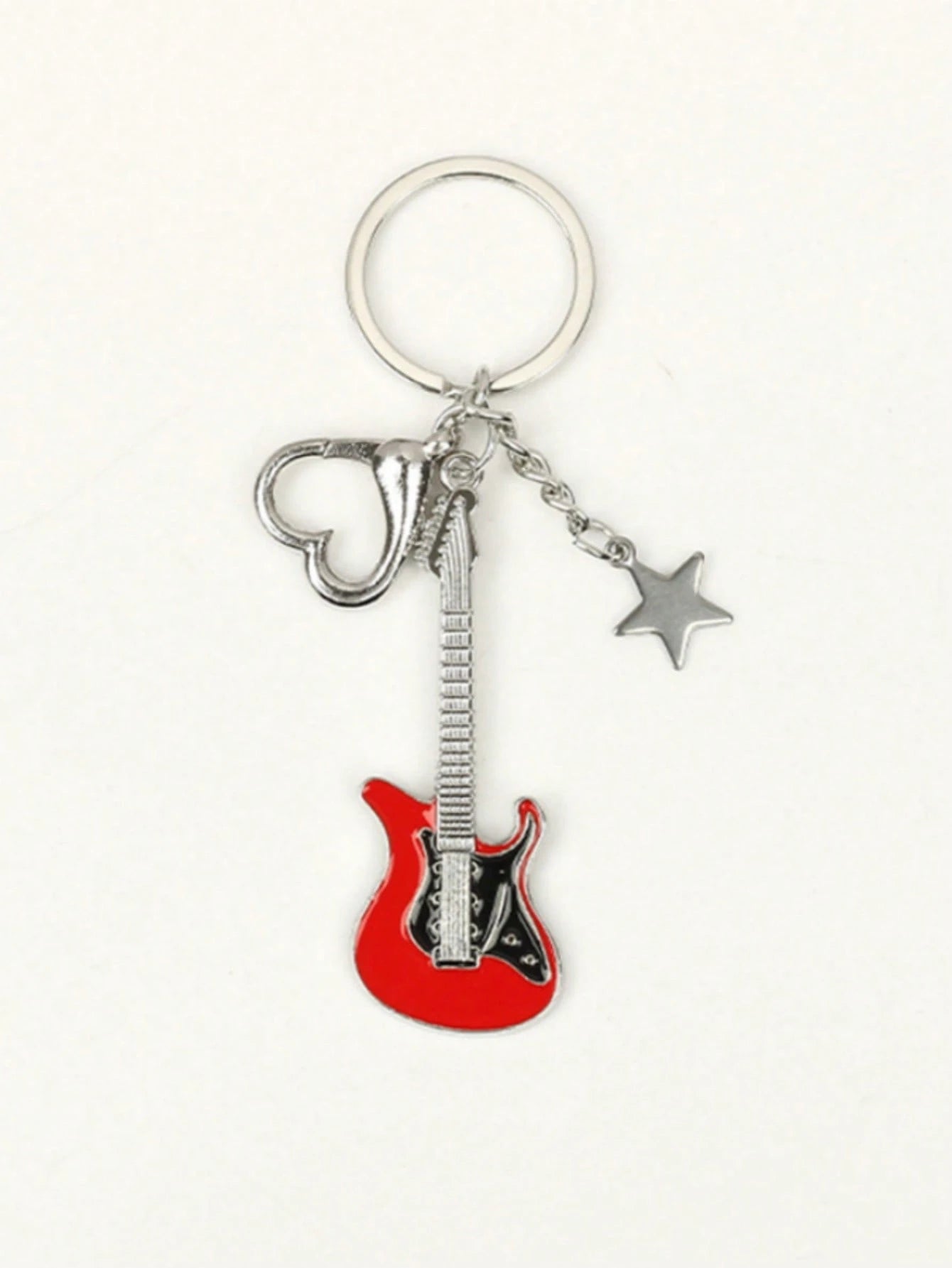 1pc Unisex Y2K Guitar Pentagram Keychain, Vintage Hipster Sweet Cool Bag/Car Pendant