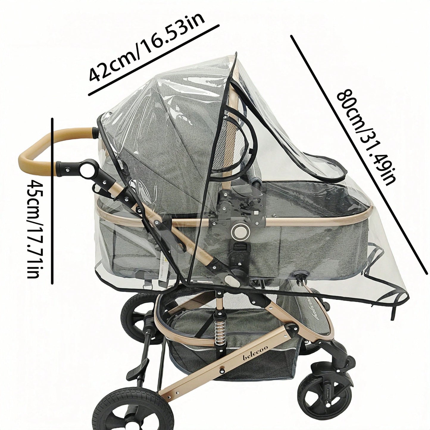 1pc Universal Travel Windproof Breathable Baby Stroller Rain Cover, Transparent Baby Stroller Rain Cover, Baby Stroller Accessories, Suitable For Rainy Days