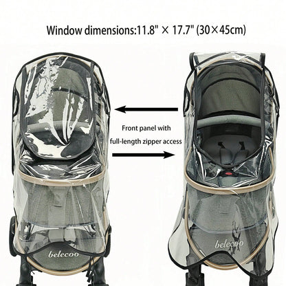 1pc Universal Travel Windproof Breathable Baby Stroller Rain Cover, Transparent Baby Stroller Rain Cover, Baby Stroller Accessories, Suitable For Rainy Days