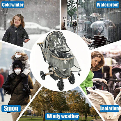 1pc Universal Travel Windproof Breathable Baby Stroller Rain Cover, Transparent Baby Stroller Rain Cover, Baby Stroller Accessories, Suitable For Rainy Days