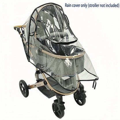 1pc Universal Travel Windproof Breathable Baby Stroller Rain Cover, Transparent Baby Stroller Rain Cover, Baby Stroller Accessories, Suitable For Rainy Days